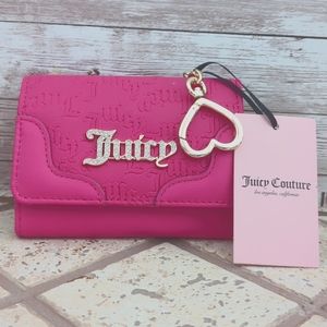 💖 Juicy Couture "Heartless" Trifold Wallet Double-sided Pink Flash 💖 NWT